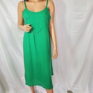 Sundance Aluna Green Cutwork Slip Midi Dress Preppy Boho Casual Women's Large